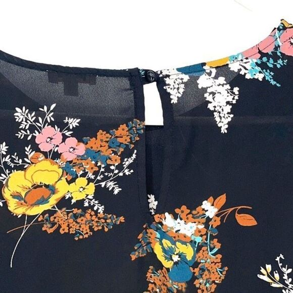 Lily White Womens Floral Bell Sleeve Chiffon‎ Blouse Multicolor Size Medium - Picture 4 of 8